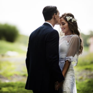Custom bohemian wedding dress