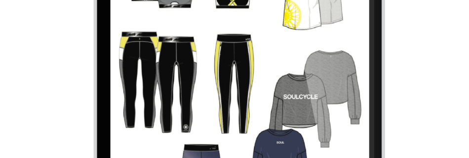 Soul cycle brand collaboration fashion sketches