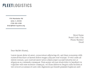 Fleet Logistics letterhead