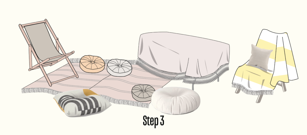 Set three drawing of picnic setup